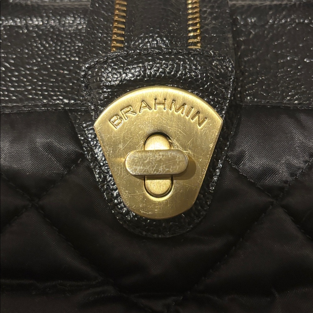 Brahmin Black Quilted Leather Briefcase - Picture 15 of 15